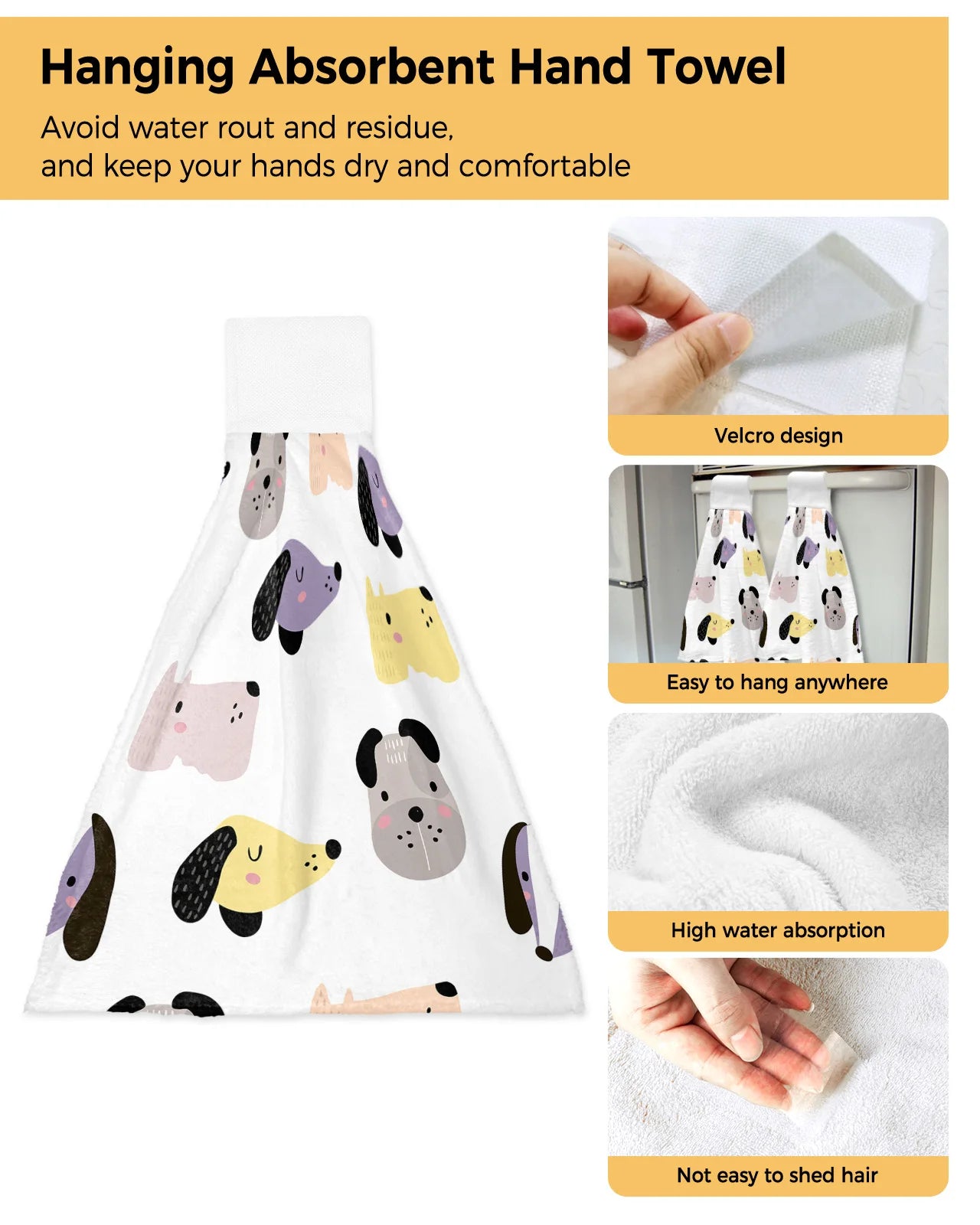 Cartoon Dog Hand Drawn Hand Towel Microfiber Fabric