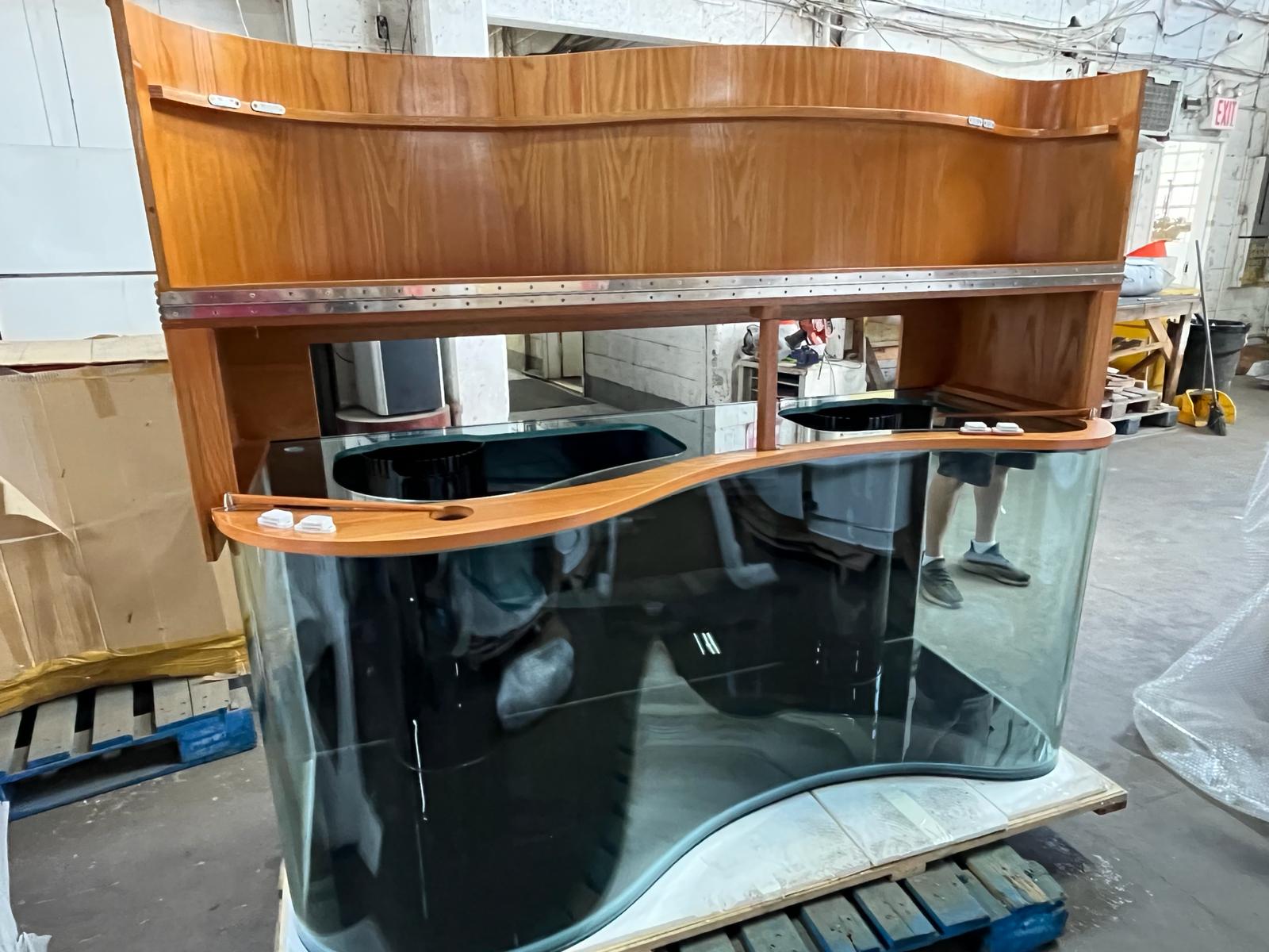 210g Glass Wave Reef-Ready Aquarium Set in Golden Oak by AQUA VIM