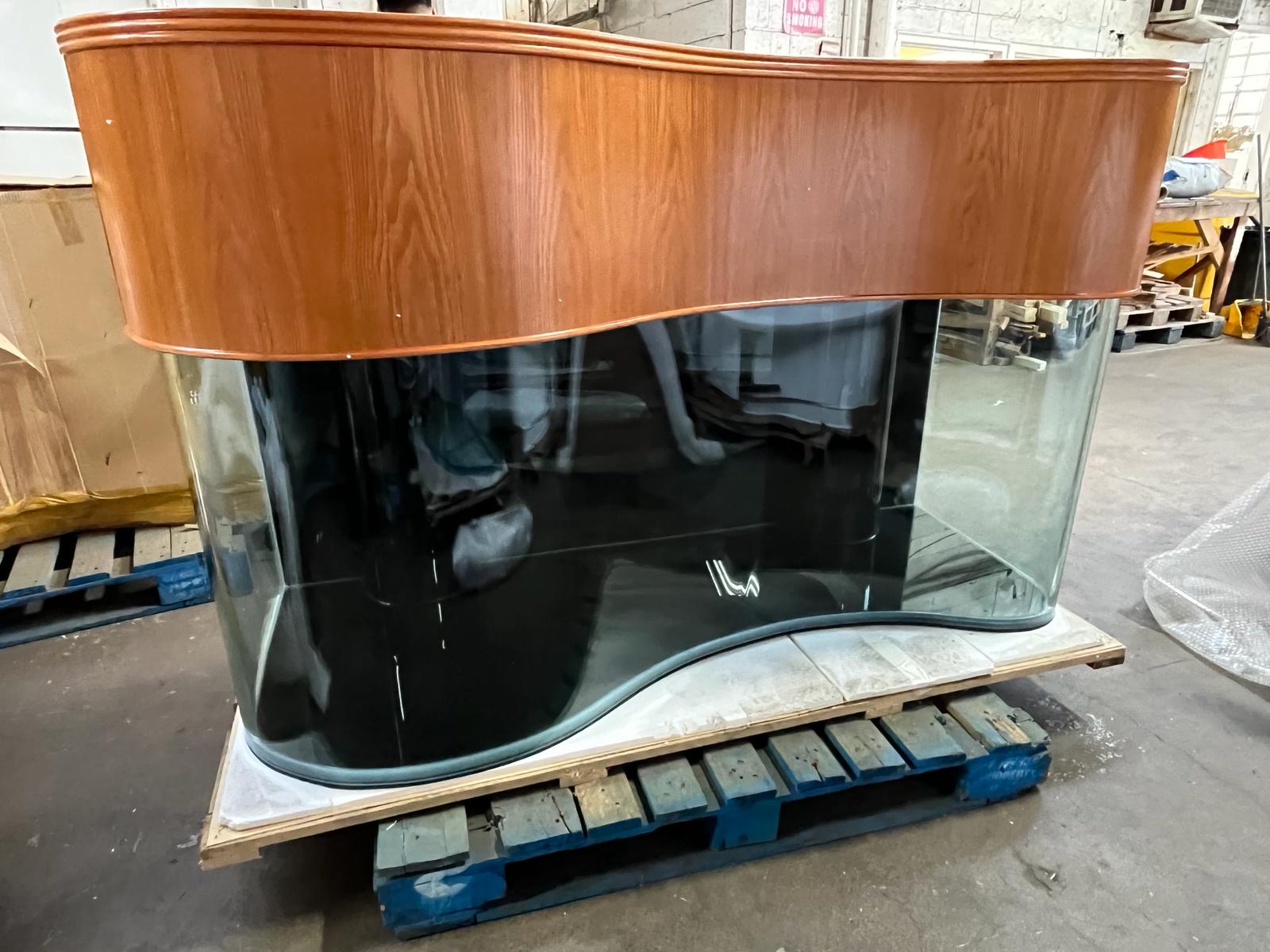 210g Glass Wave Reef-Ready Aquarium Set in Golden Oak by AQUA VIM