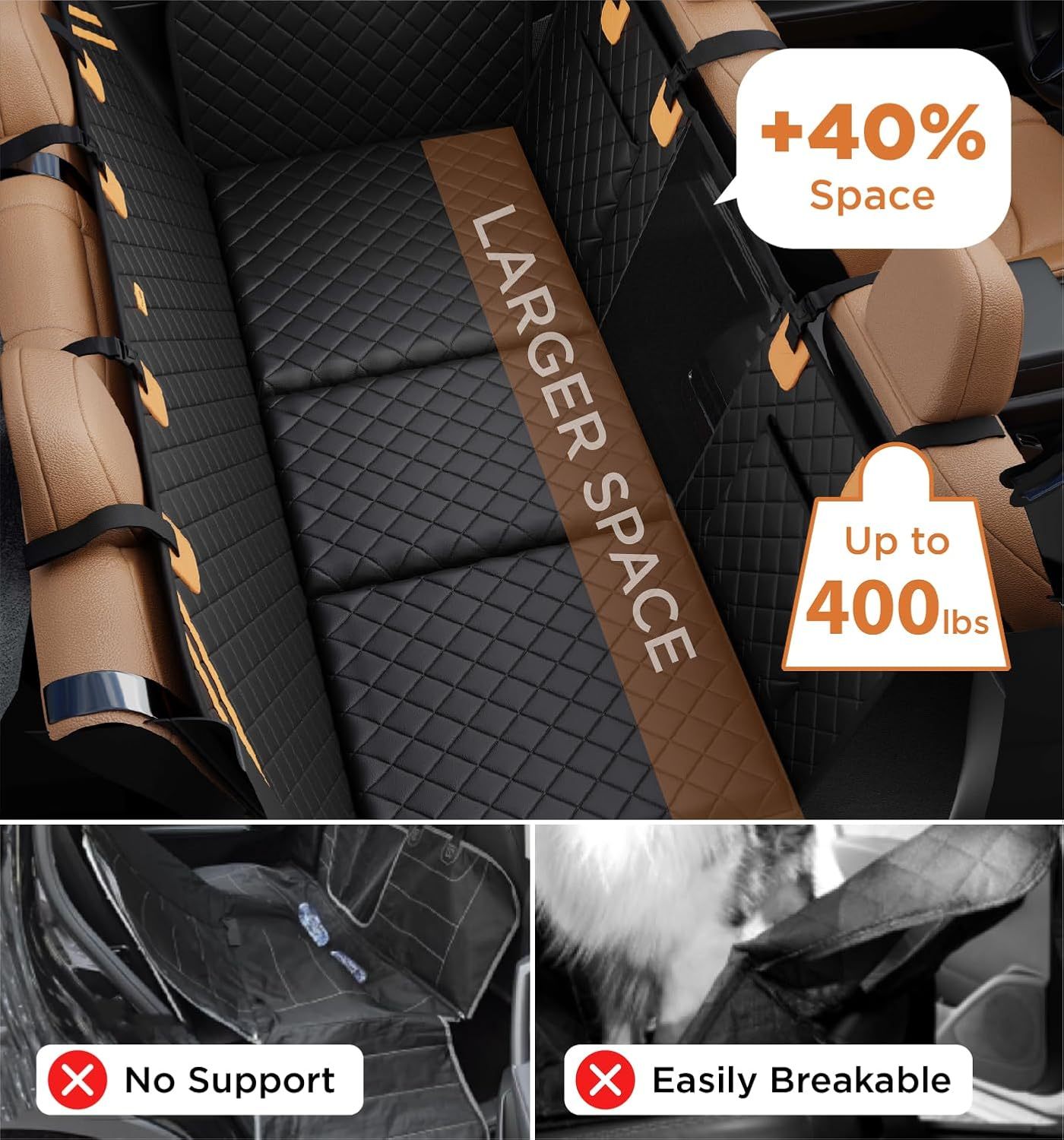 Car Back Seat Cover Can Bear 400 Pounds Waterproof And Non-slip by VetsPetStore