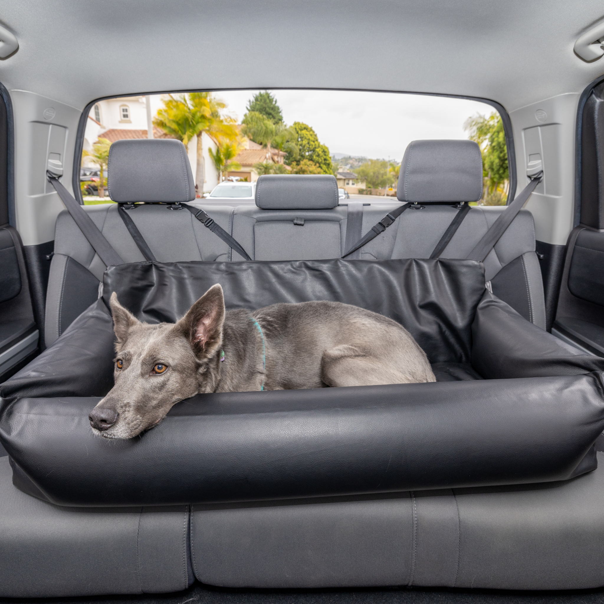 PupProtector™ Faux Leather Memory Foam Dog Car Bed - Black by Paw.com