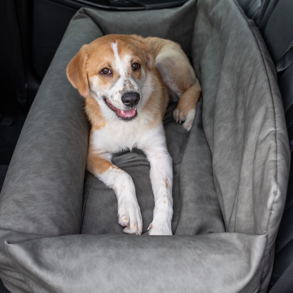PupProtector™ Faux Leather Memory Foam Dog Car Bed - Slate Gray by Paw.com