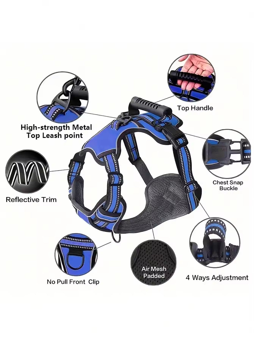 Tactical Service Dog Harness Strap Set, Car Seat Belt, Collapsible Bowl, Biodegradable Trash Bag Set by VetsPetStore