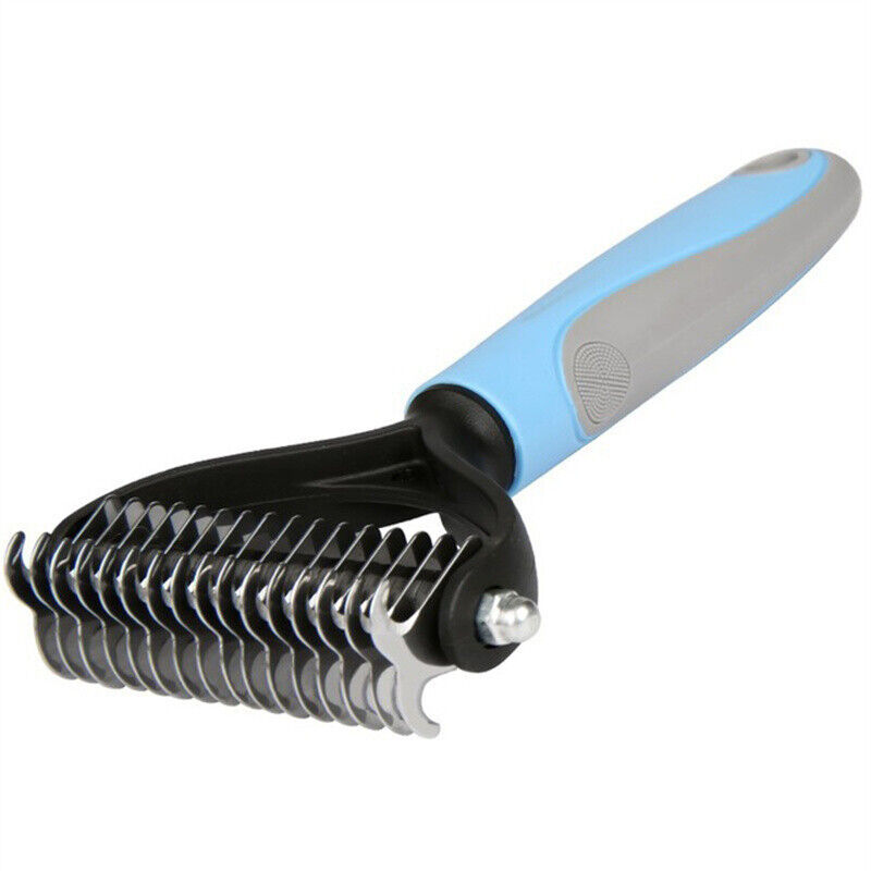 Grooming Brush For Dog/Cat DE shedding Tool Rake Comb Fur Remover Reduce 2-Side Dematting Tool For Dogs Cats by VetsPetStore