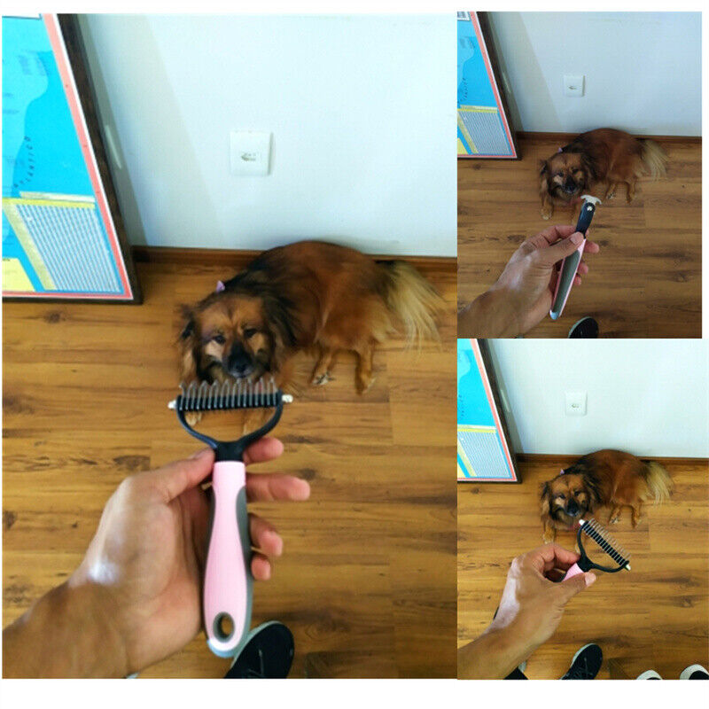 Grooming Brush For Dog/Cat DE shedding Tool Rake Comb Fur Remover Reduce 2-Side Dematting Tool For Dogs Cats by VetsPetStore