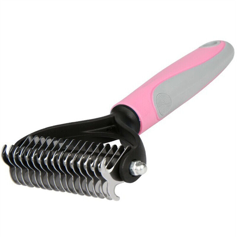 Grooming Brush For Dog/Cat DE shedding Tool Rake Comb Fur Remover Reduce 2-Side Dematting Tool For Dogs Cats by VetsPetStore