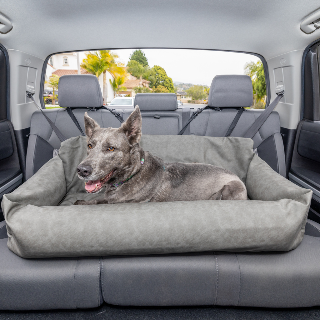 PupProtector™ Faux Leather Memory Foam Dog Car Bed - Slate Gray by Paw.com