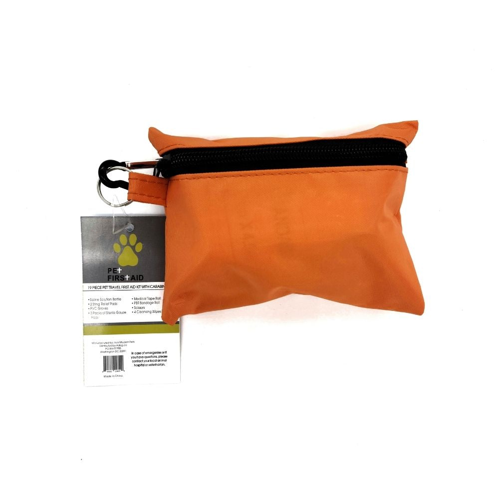19-Piece Pet Travel First Aid Kit with Carabiner - Compact Emergency Care for Adventurous Pets by American Pet Supplies