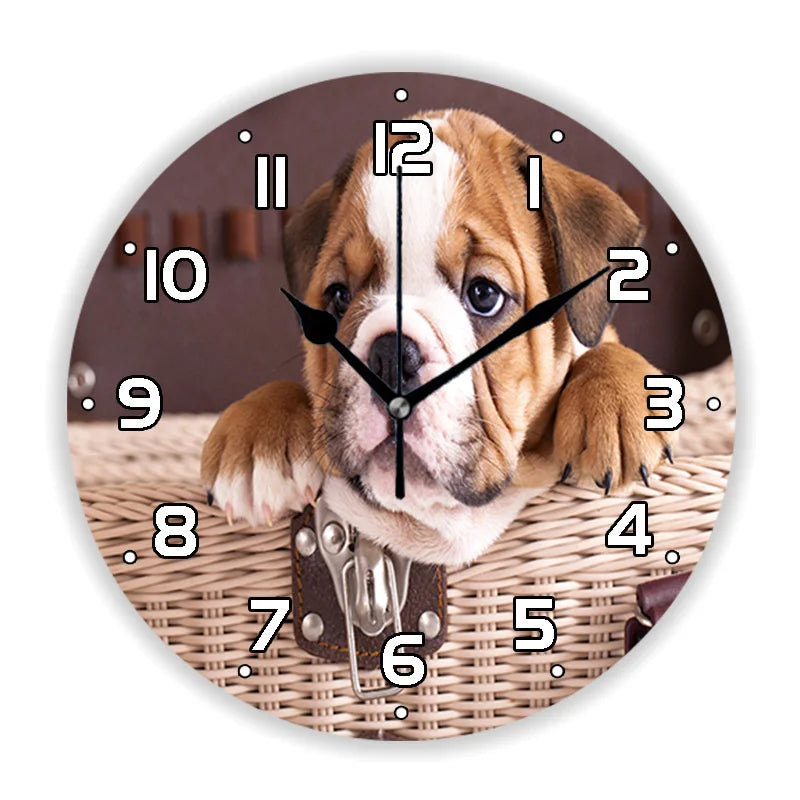 Rustic Wood Silhouette Dog Lover Wall Clock Multiple Designs