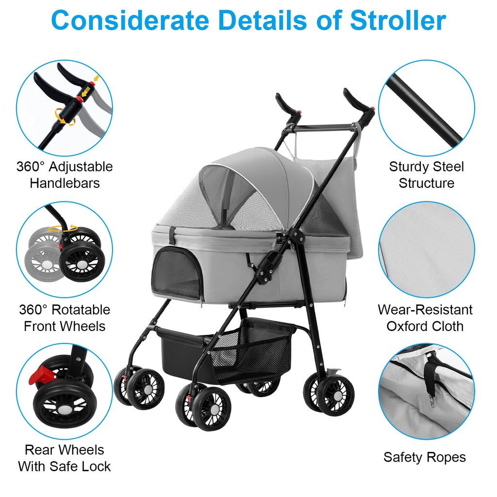 Pet Stroller Foldable Carrier by VetsPetStore