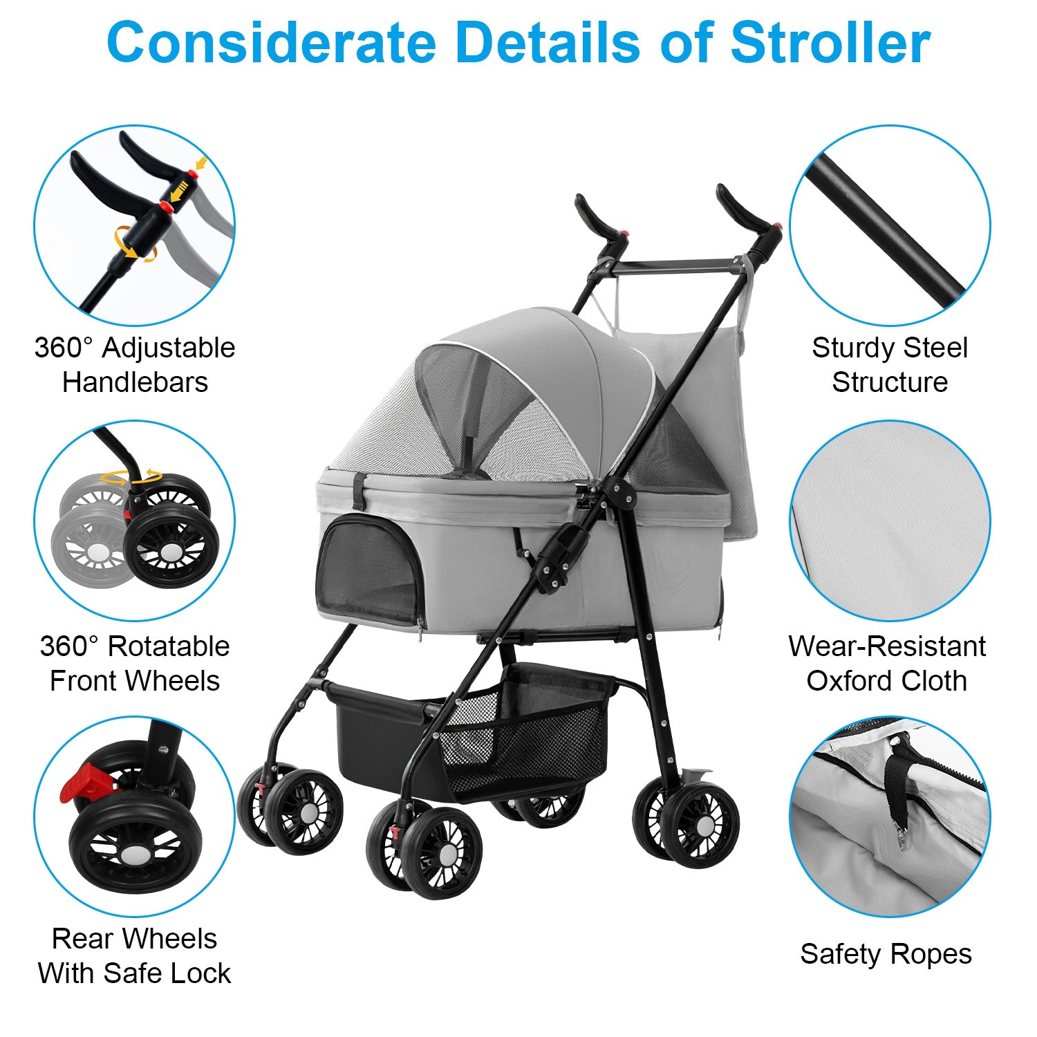 Pet Stroller Foldable Carrier by VetsPetStore