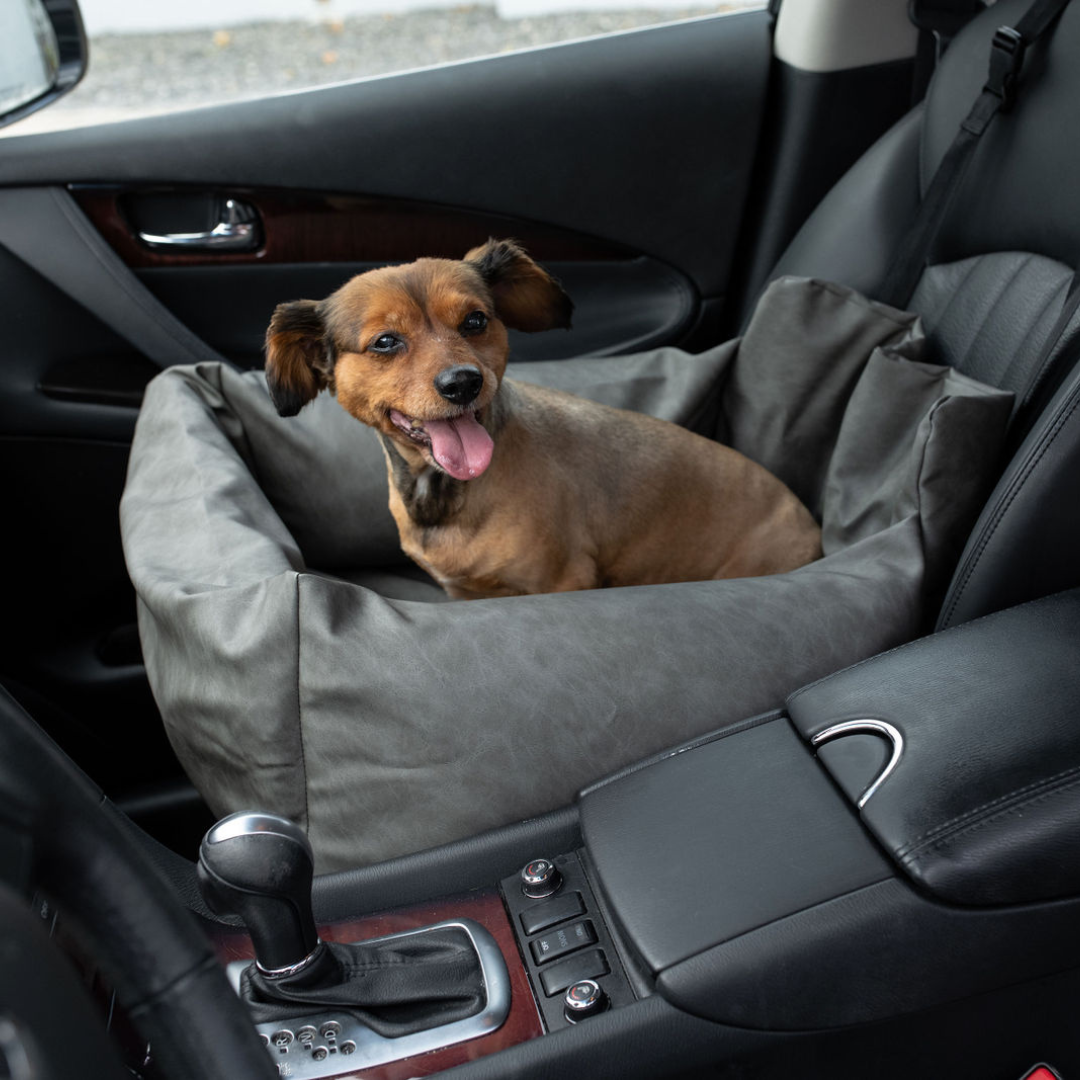 PupProtector™ Faux Leather Memory Foam Dog Car Bed - Slate Gray by Paw.com