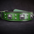 The "Eros" collar 2.5 inch wide Green by Bestia Dog Gear