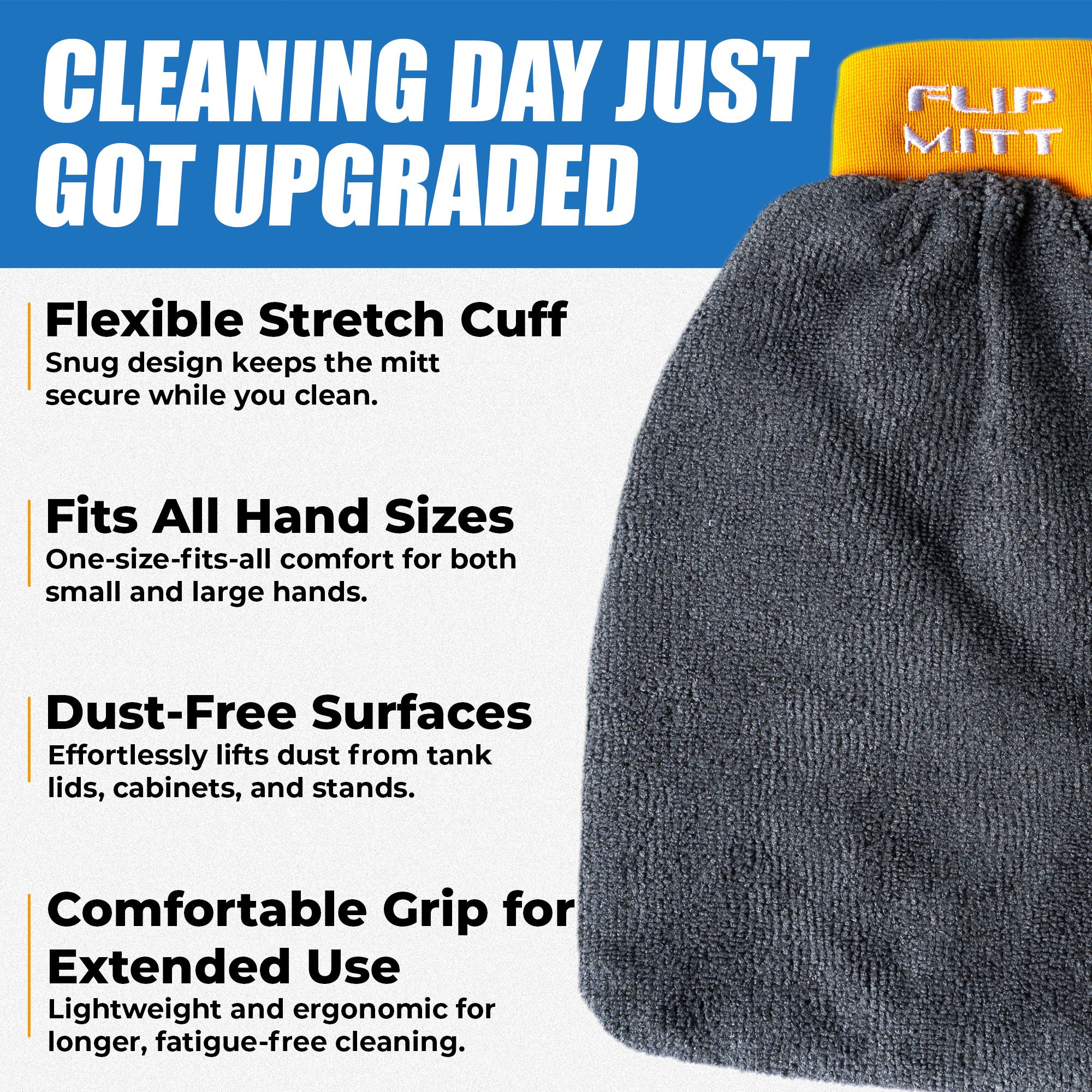 Flipper 2-in-1 Microfiber Aquarium Cleaning Mitt 1 Pack by Flipper Aquarium Products