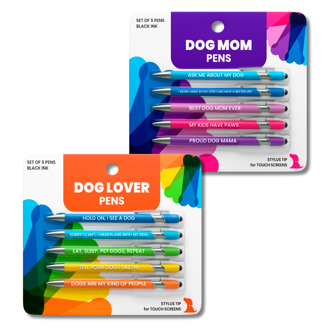 Dog-Themed Stylus Pen Set: 1 pc. Dog Lover & 1 pc. Dog Mom by Rubyloo