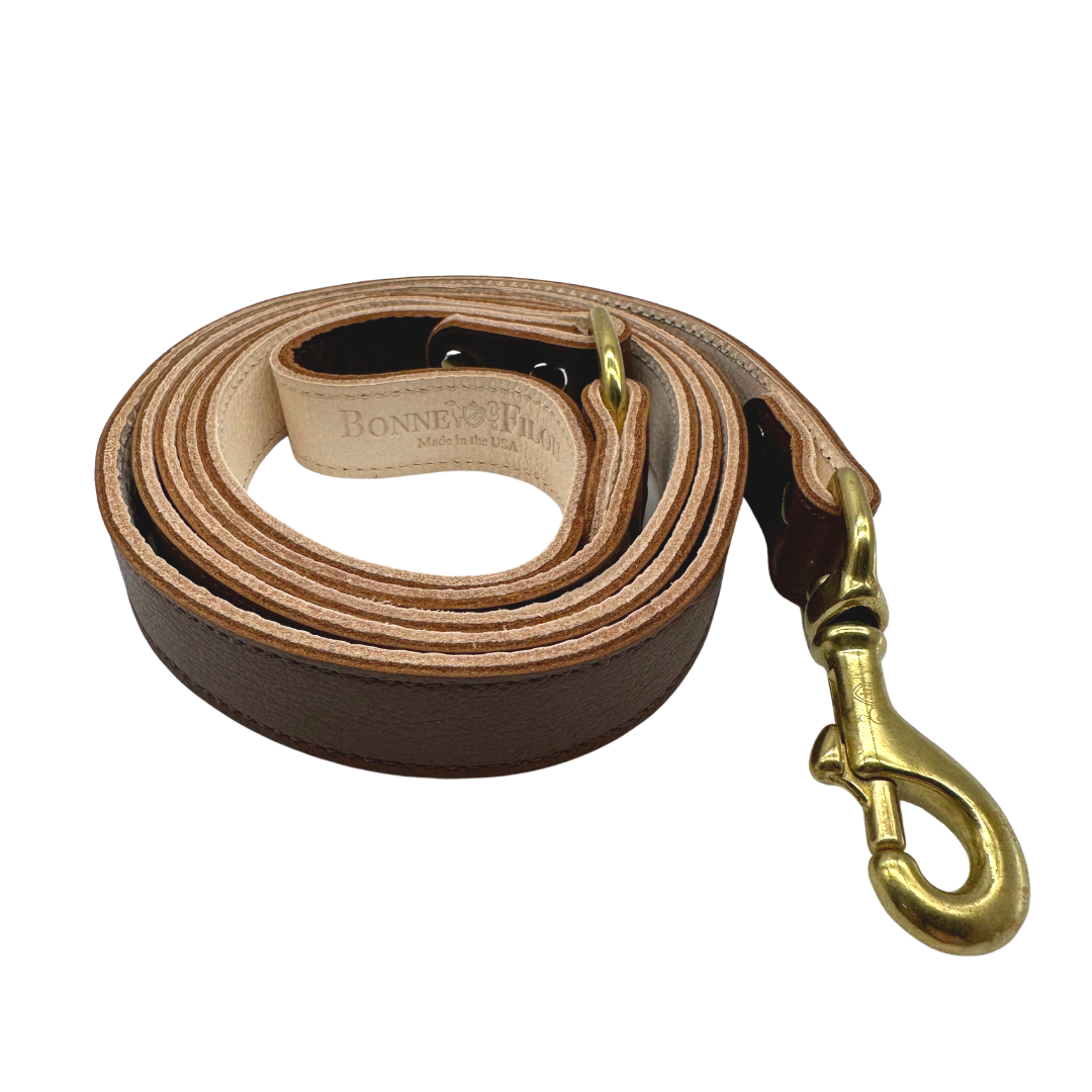 Plain Leather Dog Leashes by Bonne et Filou