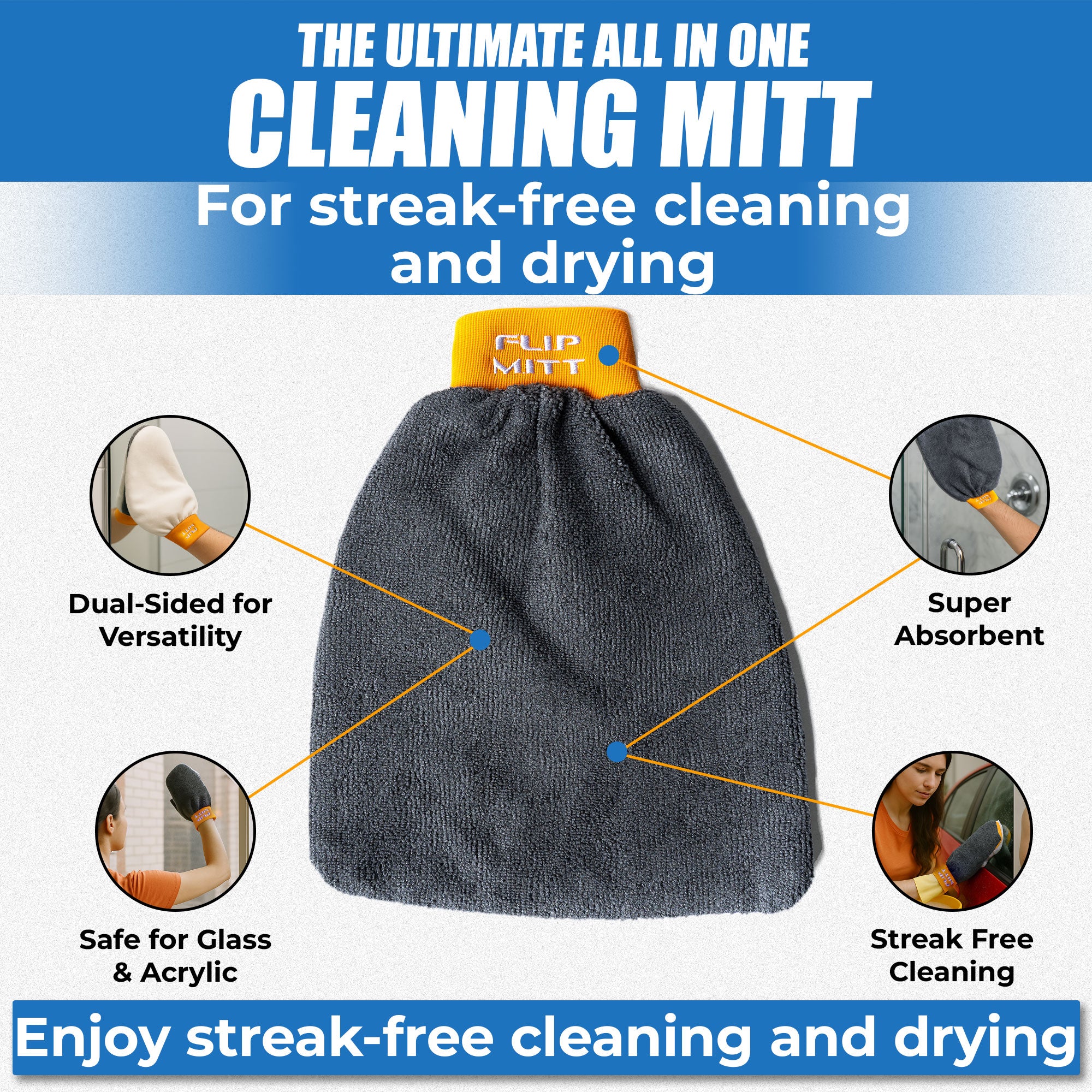 Flipper 2-in-1 Microfiber Aquarium Cleaning Mitt 1 Pack by Flipper Aquarium Products