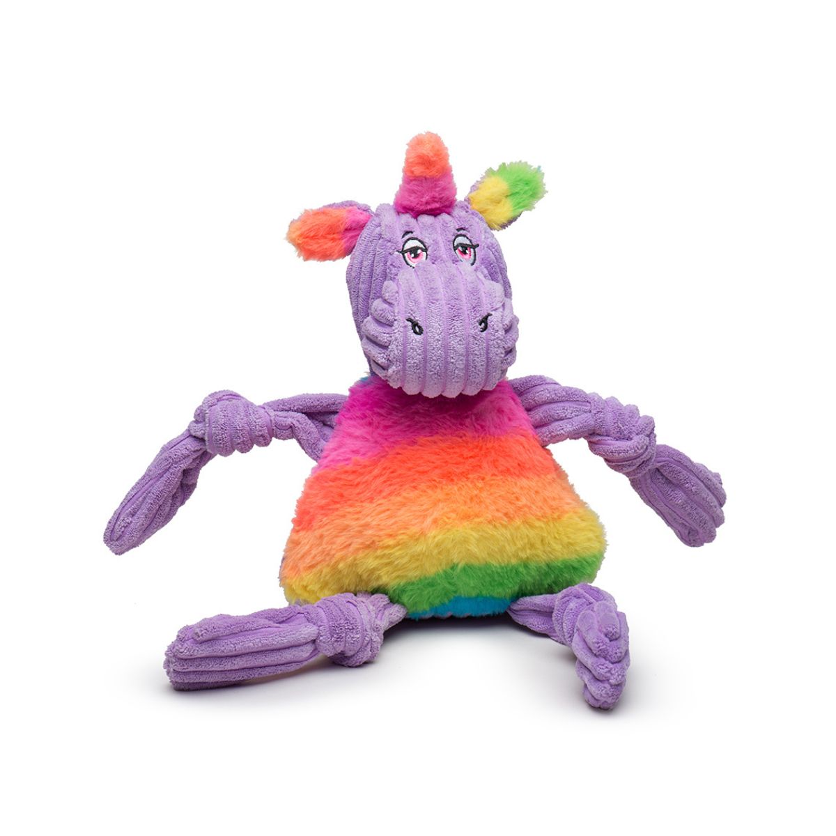 Rainbow Unicorn Knottie® Plush Dog Toy by HuggleHounds