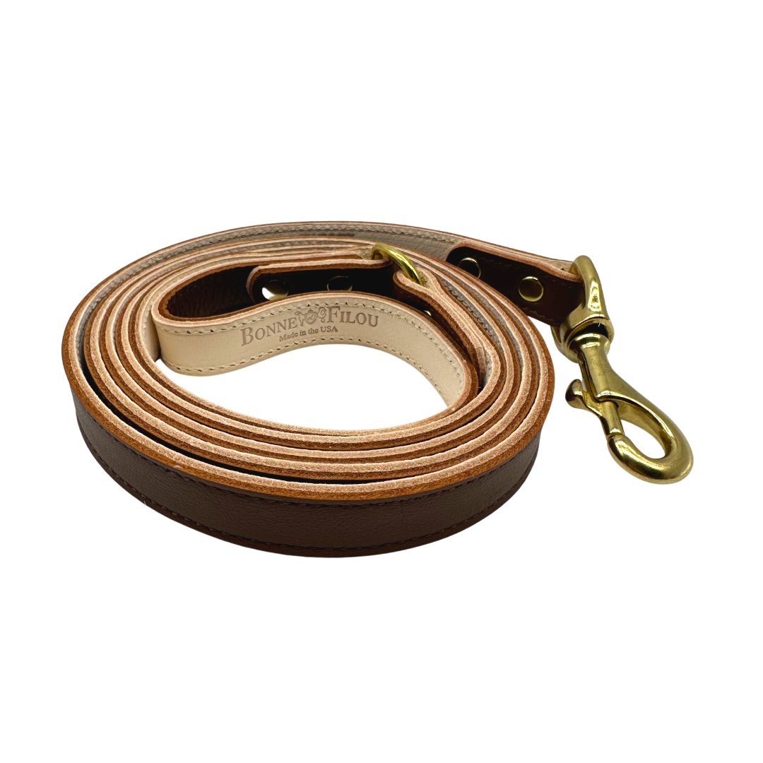 Plain Leather Dog Leashes by Bonne et Filou