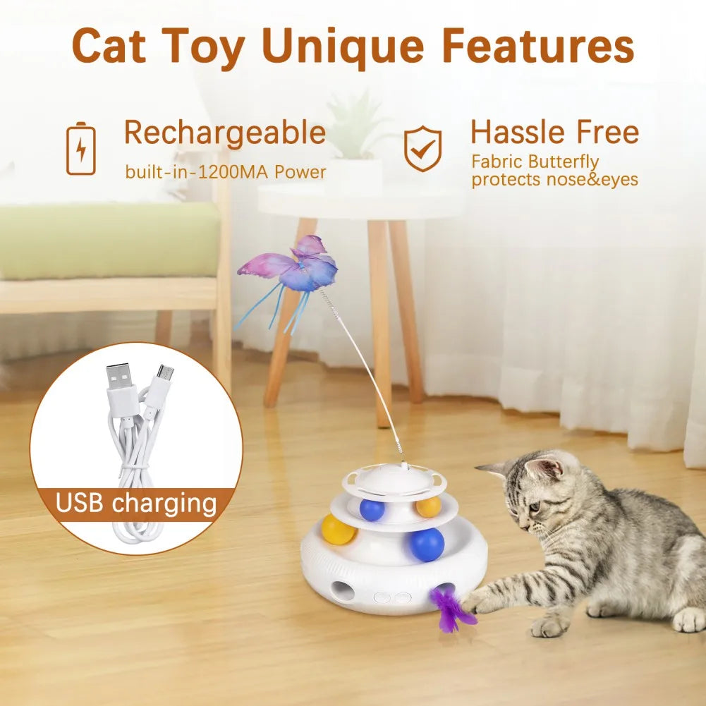 Interactive Cat Toys Automatic Butterfly Rotating Teaser by Love My Pet