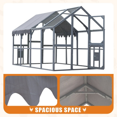 Outdoor Chicken Enclosure Upgraded Waterproof Cover - Grey by Amazing Pet Bargains