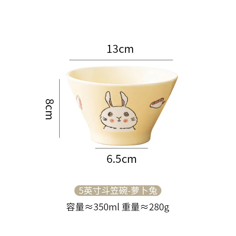 Cartoon Cat Ceramic Bowl hand-painted by Love My Pet