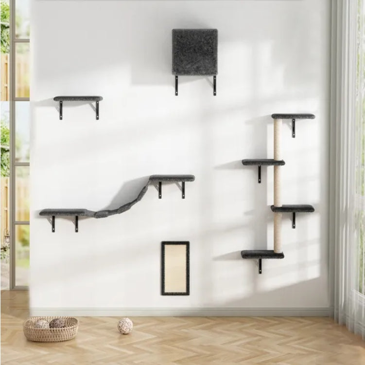 5 Pcs Wall Mounted Cat Climber Set, Floating Cat Shelves And Perches by VetsPetStore