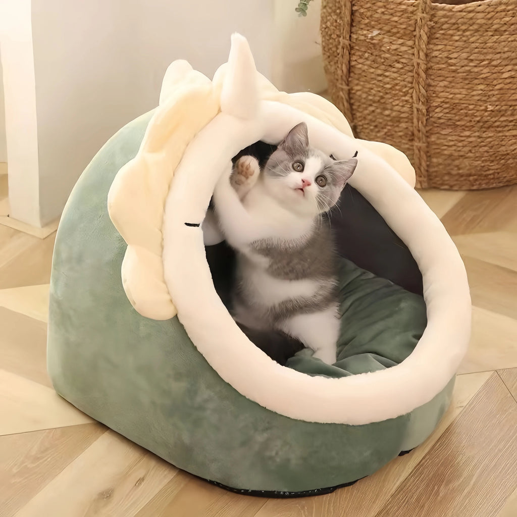 Semi Enclosed Plush Pet Bed by Love My Pet