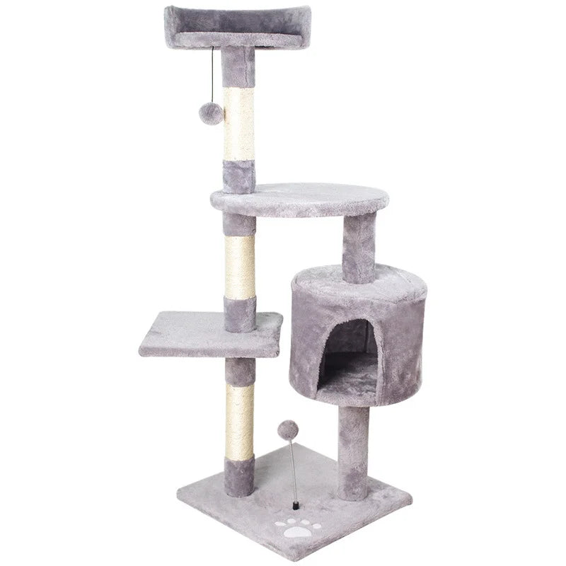 Soft Plush Fabric Cat Tree House 4 Tier Tower