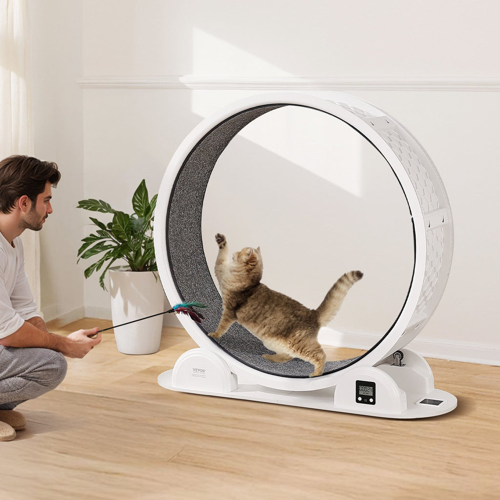 Cat Exercise Wheel With Pedometer 40.8 Cat Treadmill For Pet Health White by VetsPetStore