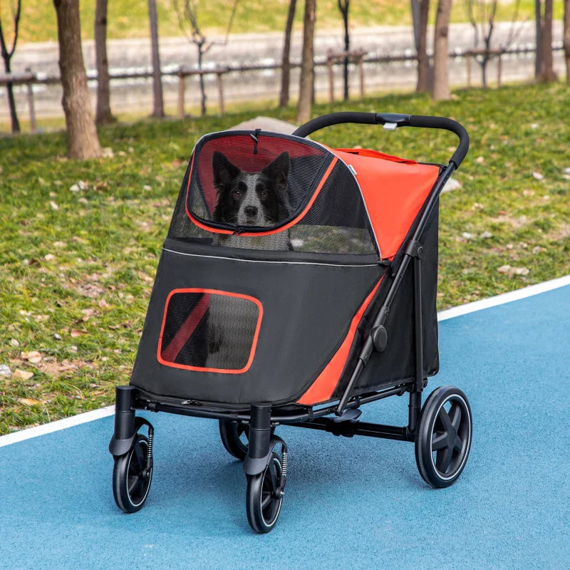 One-Click Foldable Stroller for Large Medium Small Dogs, Pet, Cats with Storage by Furr Baby Gifts