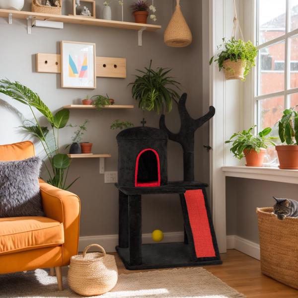 Halloween Cat Tower Cat Tree with Spacious Cat Condo by VetsPetStore