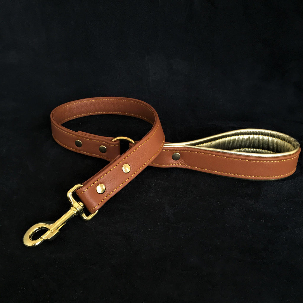 Soft leather brass plated leash by Bestia Dog Gear