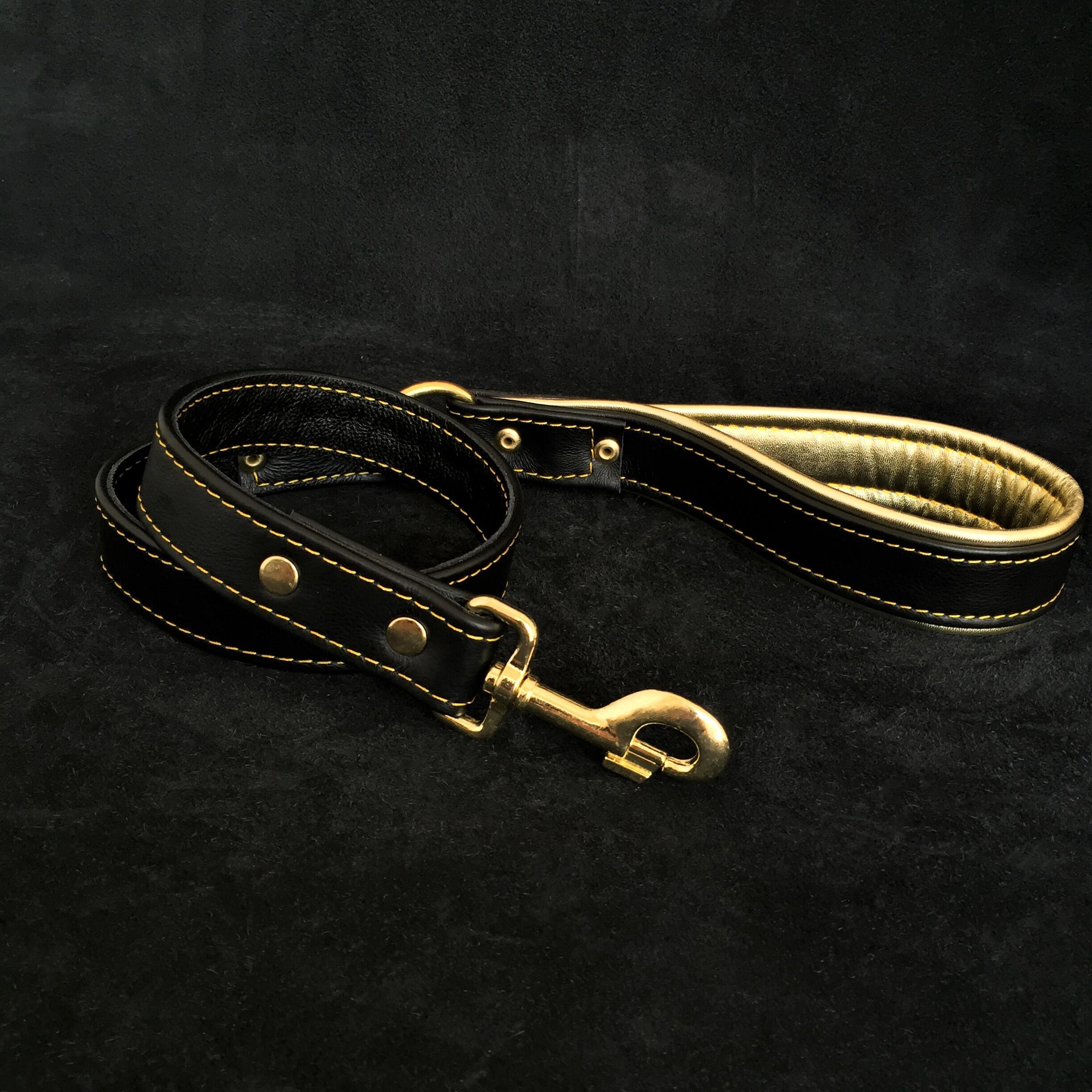 Soft leather brass plated leash by Bestia Dog Gear