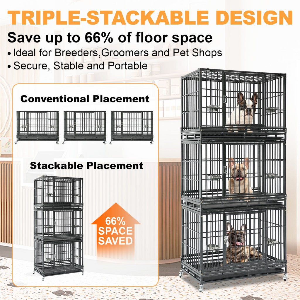 37" Stackable Heavy Duty Dog Crate 371D07 by Homey Pet Official