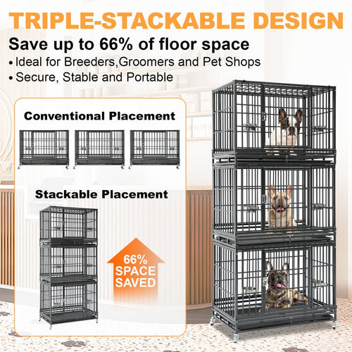 37" Stackable Heavy Duty Dog Crate 371D07 by Homey Pet Official