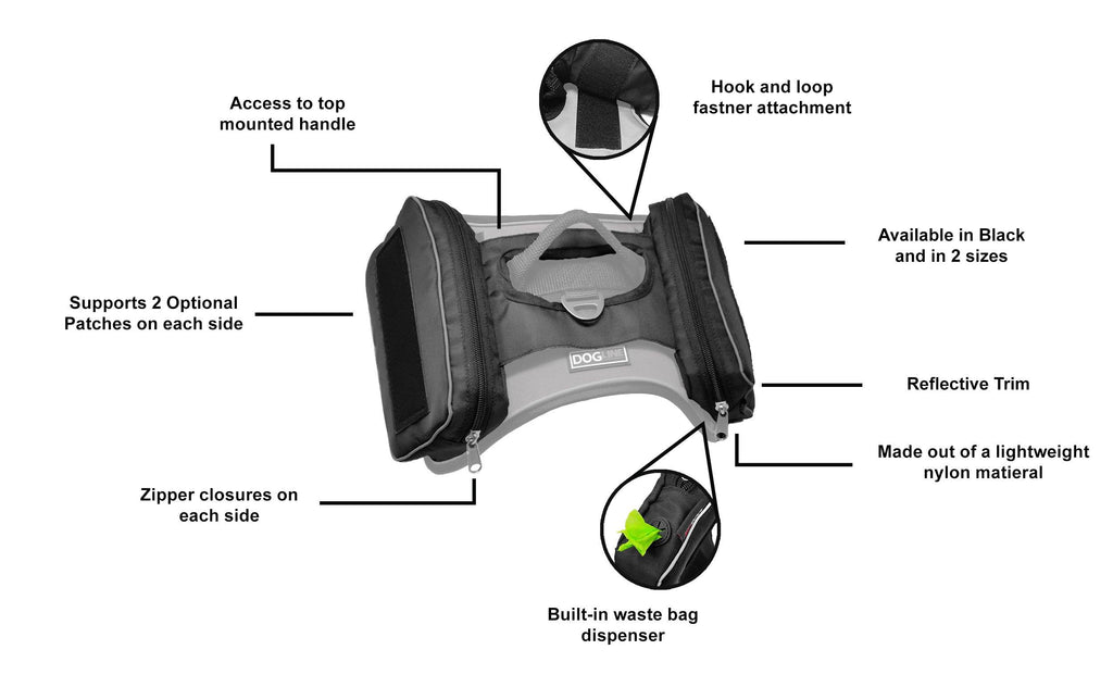 Quest Removable Utility Saddlebags + Built-In Waste Bag Dispenser by Dogline