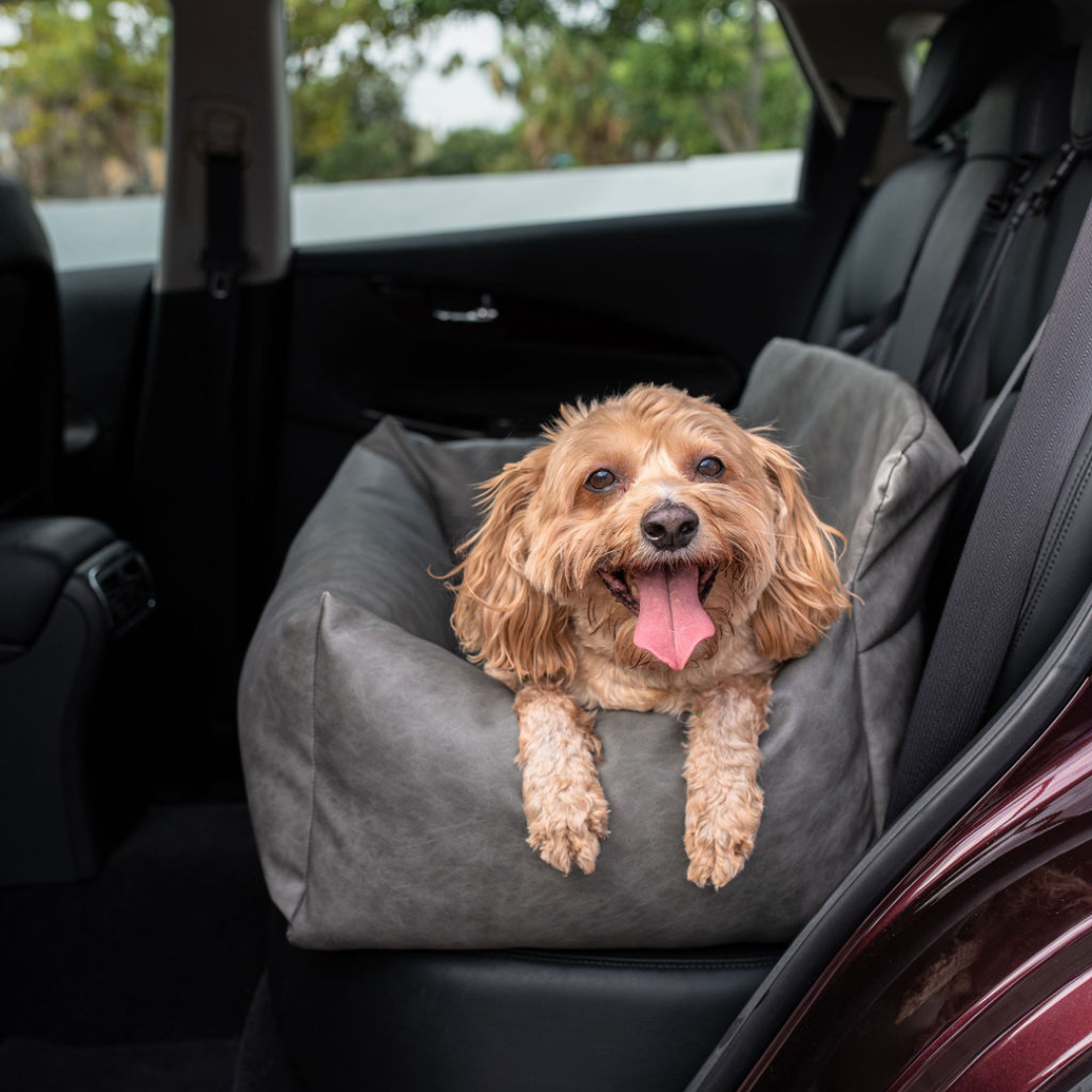 PupProtector™ Faux Leather Memory Foam Dog Car Bed - Slate Gray by Paw.com