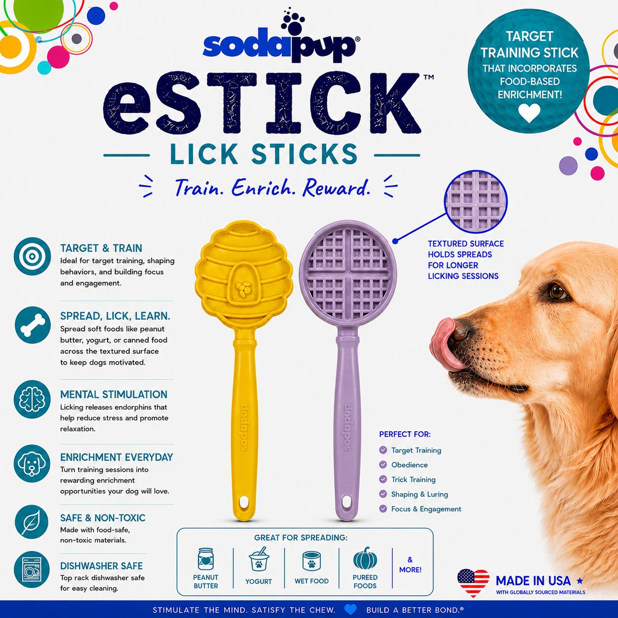 eStick Hand-Held Dog Enrichment Toy - Interactive Lick Stick | USA Made by SodaPup/True Dogs, LLC