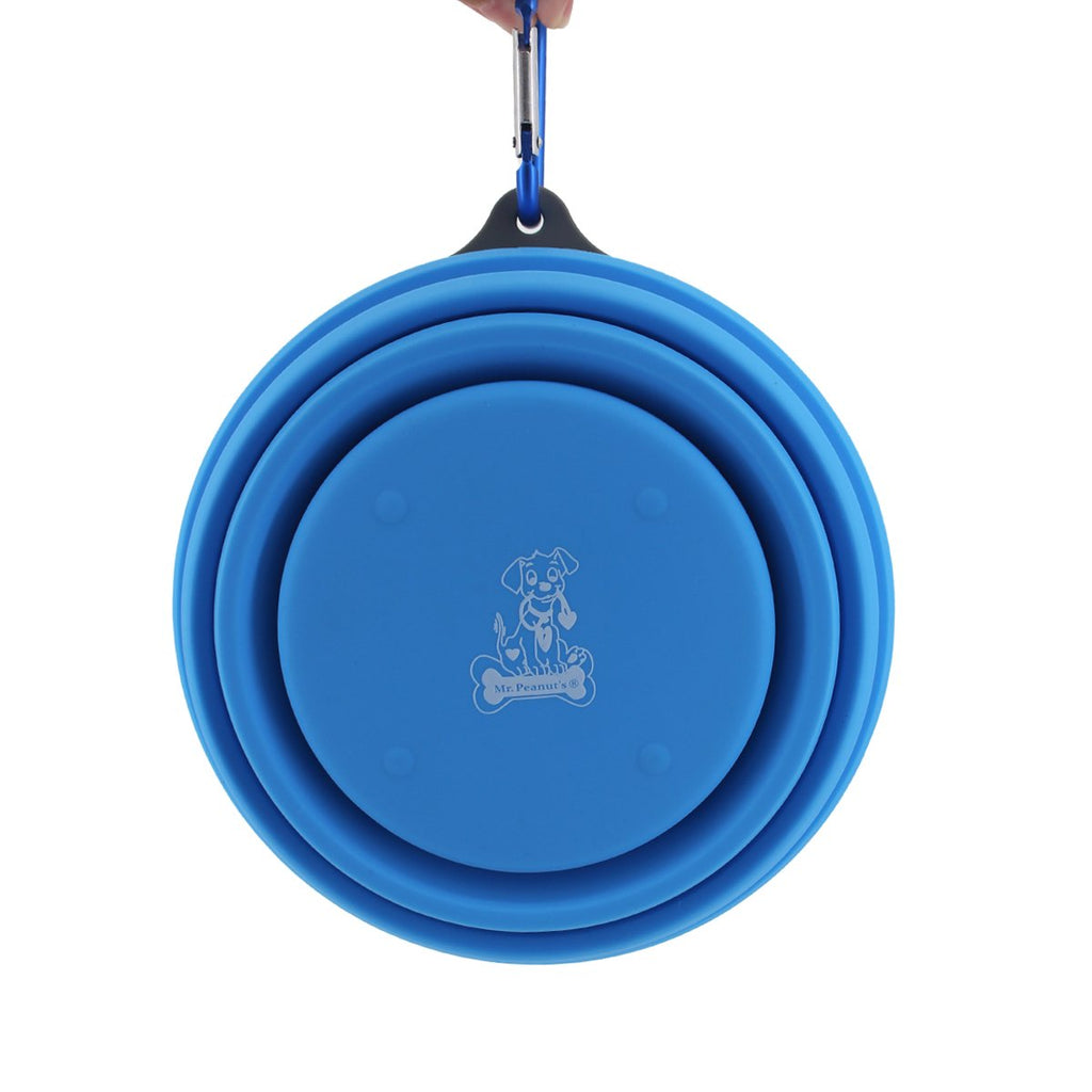Mr. Peanut's 30oz Collapsible Silicone Camping Bowl with Lid & Foldable Fork by Mr. Peanut's Pet Carriers