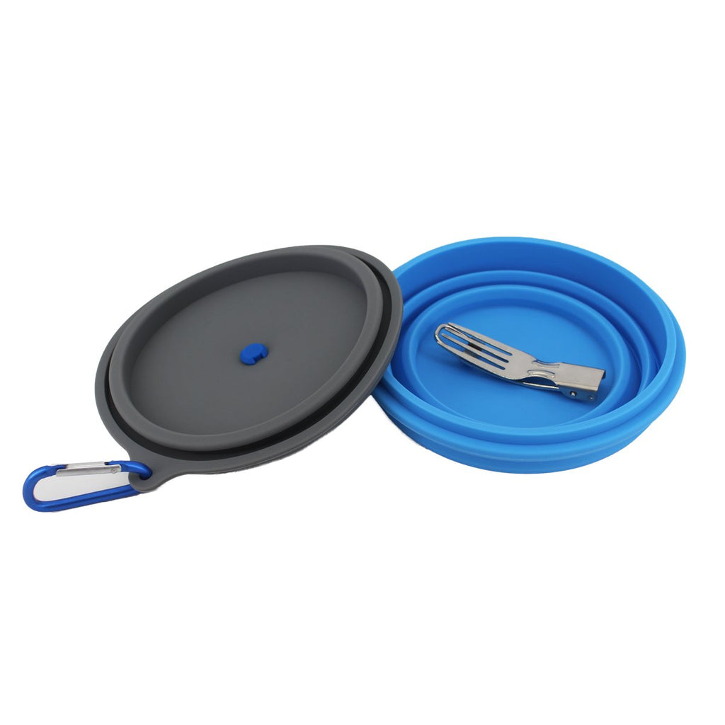 Mr. Peanut's 30oz Collapsible Silicone Camping Bowl with Lid & Foldable Fork by Mr. Peanut's Pet Carriers
