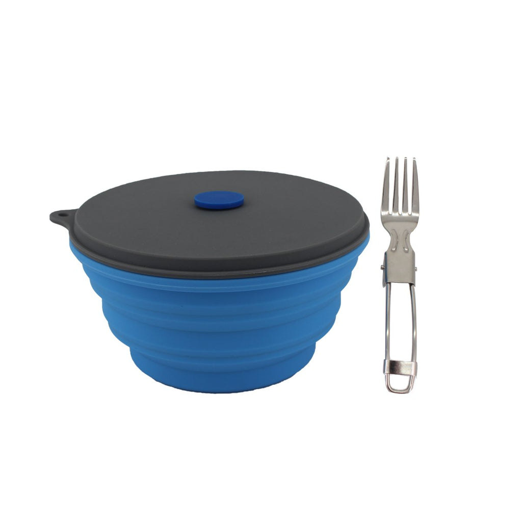 Mr. Peanut's 30oz Collapsible Silicone Camping Bowl with Lid & Foldable Fork by Mr. Peanut's Pet Carriers