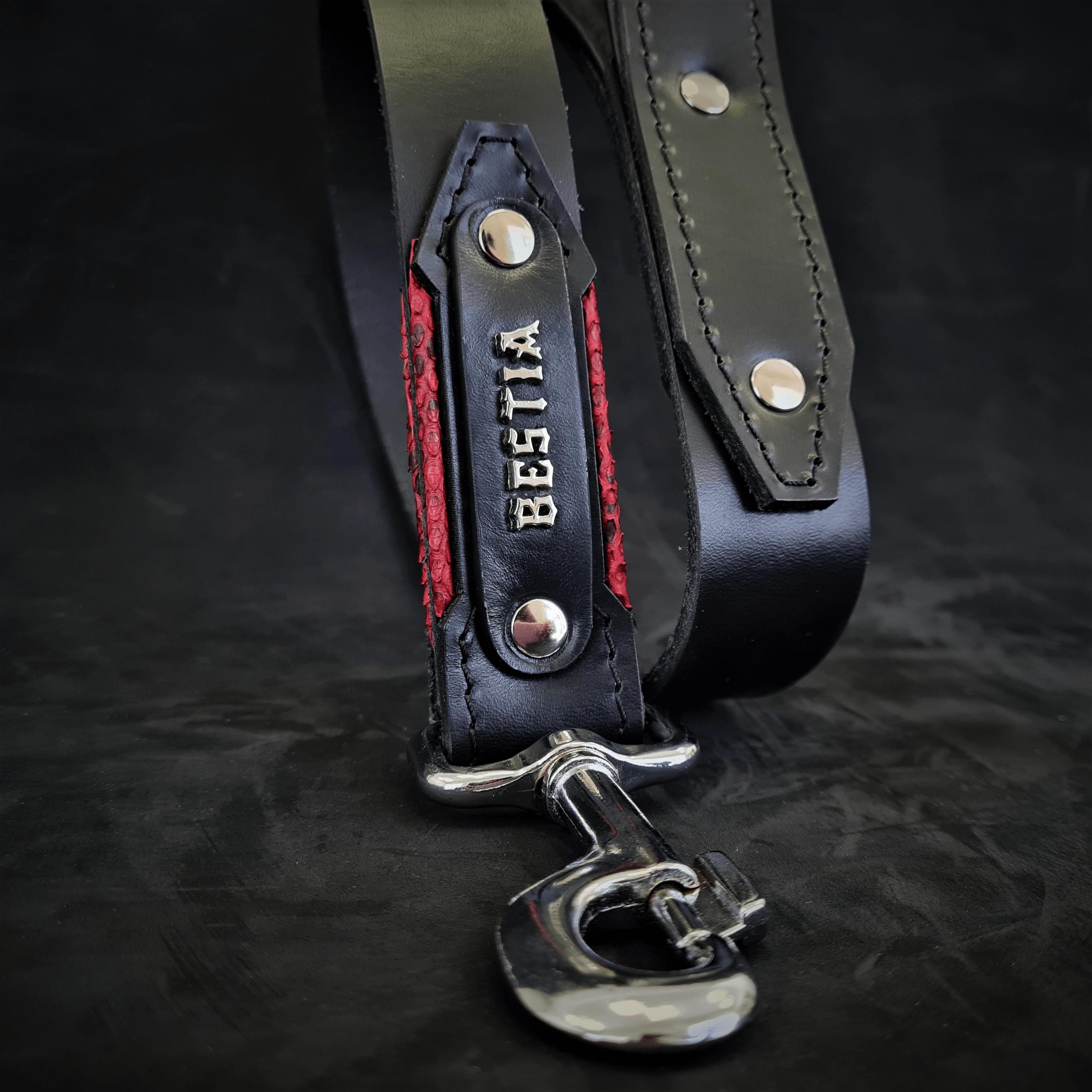 The ''Red Dragon'' leash by Bestia Dog Gear
