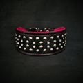 "Crystal" 2.8 inch wide soft leather collar by Bestia Dog Gear
