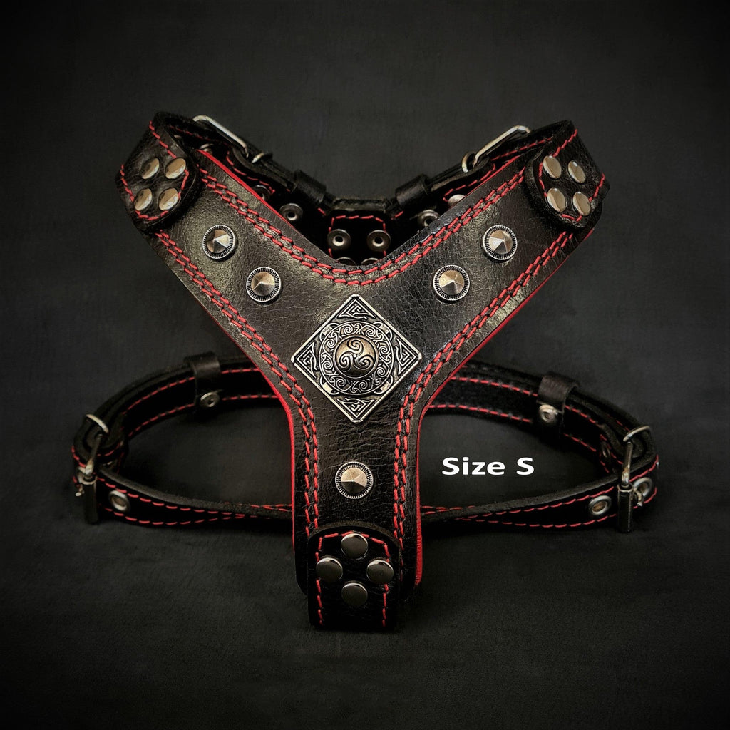 The ''Eros'' harness Black & Red Small to Medium Size by Bestia Dog Gear