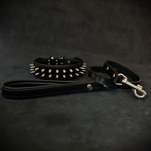 "Frenchie" Set- collar & leash. Black by Bestia Dog Gear