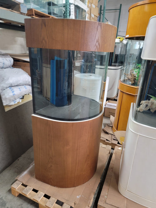 60 Gallon Half Round (Flat Sides) Reef-Ready Aquarium with Stand, Deep Oak by Northeast Aquariums LLC