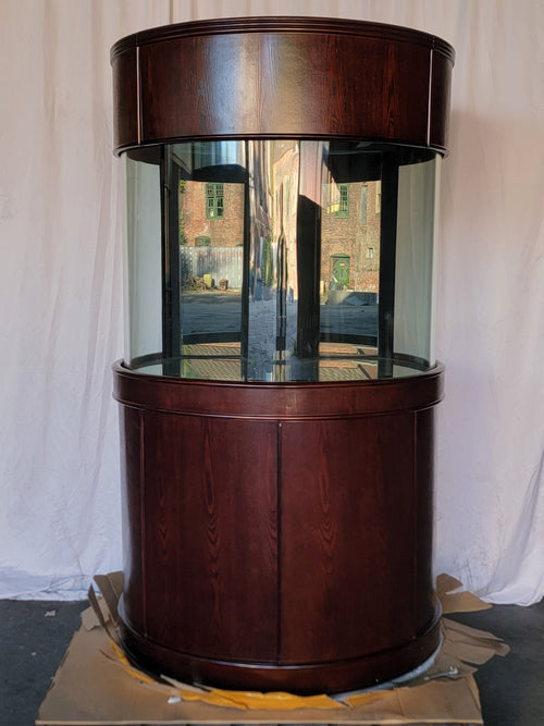 133g 3/4 Cylinder Round Glass Reef-Ready Aquarium Set in Rose Cherry Furniture by Northeast Aquariums LLC