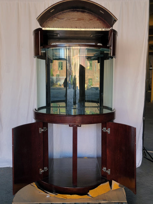 133g 3/4 Cylinder Round Glass Reef-Ready Aquarium Set in Rose Cherry Furniture by Northeast Aquariums LLC