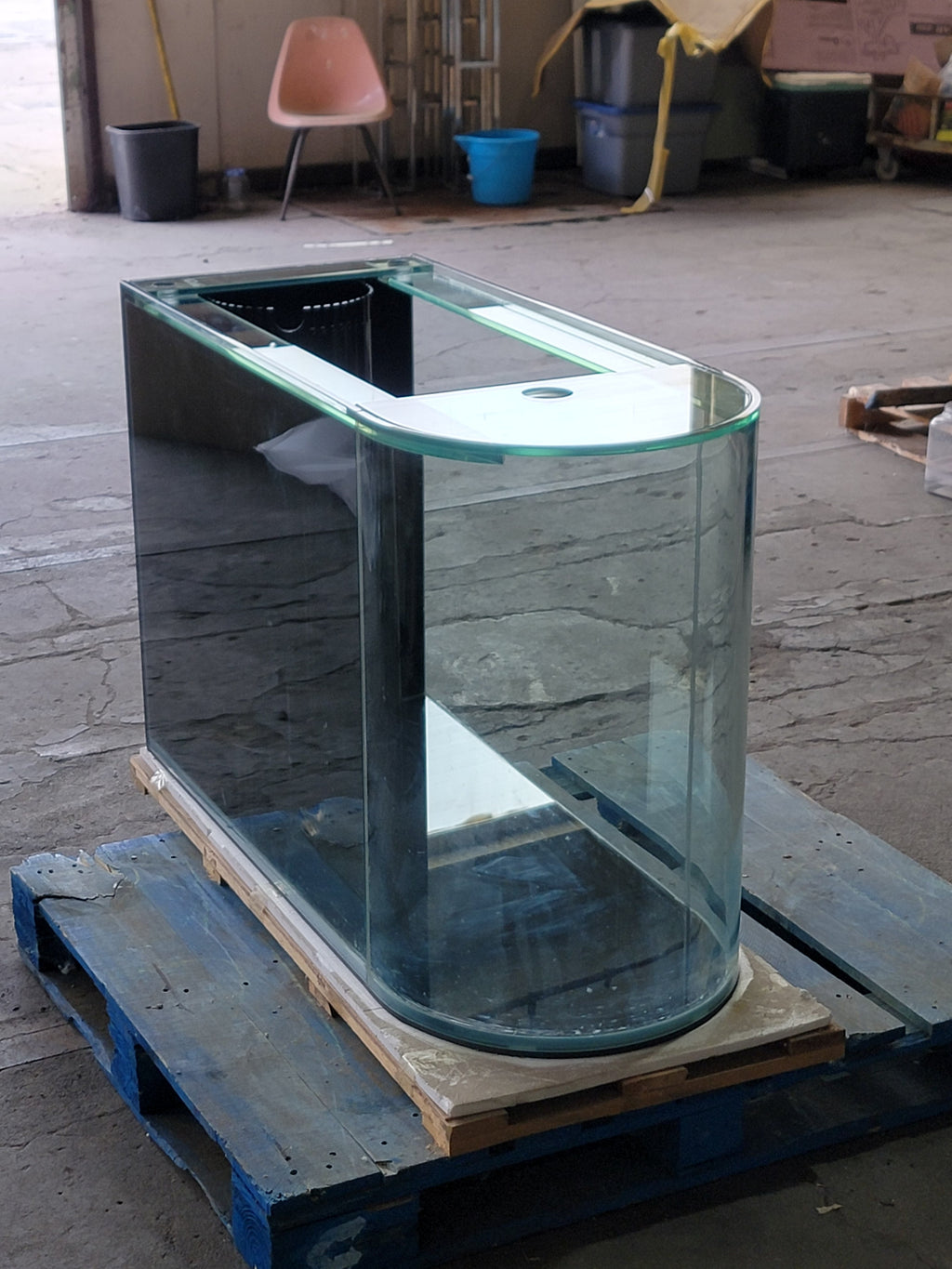 120 Gallon U-Shape Bullnose Peninsula Divider Glass Aquarium Reef-Ready in Rose Cherry Real Wood Furniture by Northeast Aquariums LLC